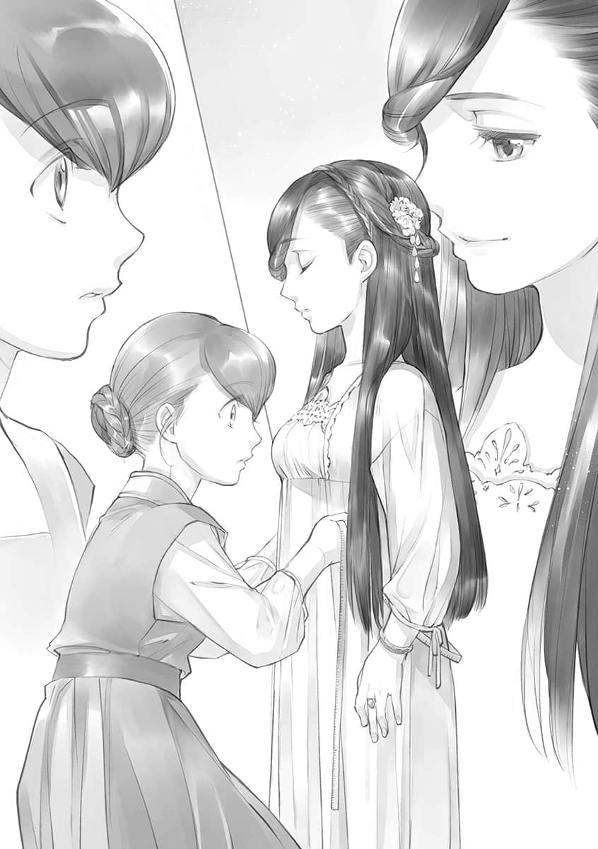 《小书痴的下克上 ～为了成为图书管理员不择手段～》5 女神的化身Ⅶ 量身与焦急插图（1）