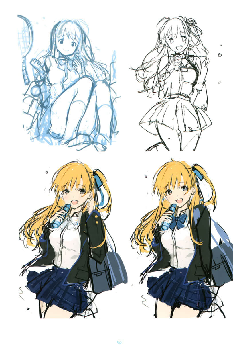 《弹珠汽水瓶里的千岁同学》8 全彩插画集２章 封面草稿案插图（4）