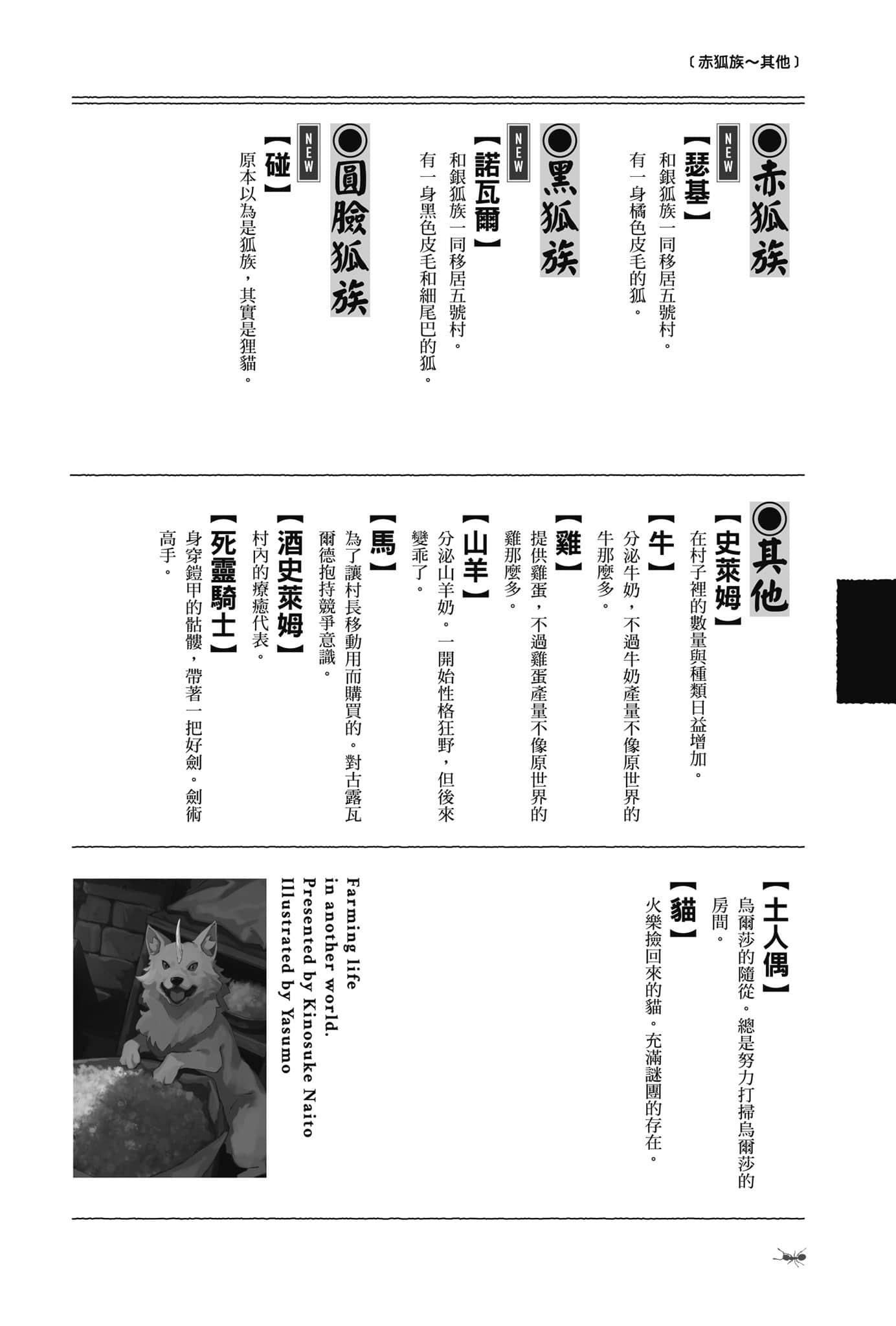 《異世界悠閒農家》16 登場人物辭典插圖（9）