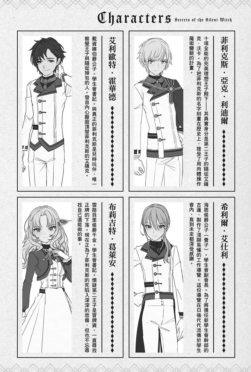 《Silent Witch 沉默魔女的秘密》8 目前为止的登场人物插图（4）