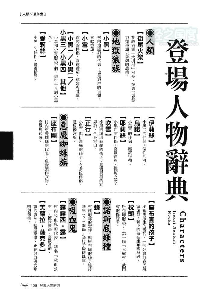 《異世界悠閒農家》6 登場人物辭典插圖（1）