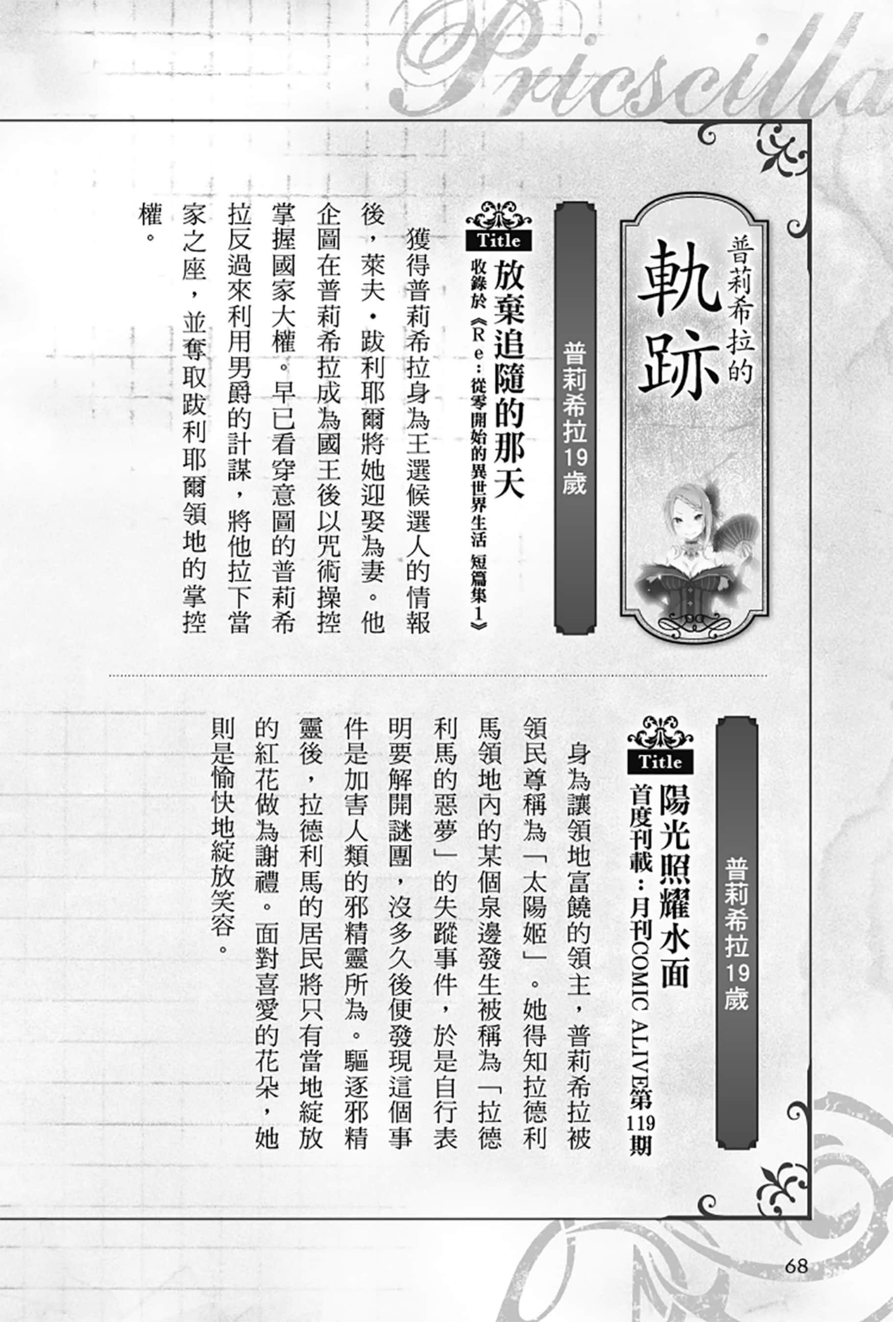 《Re:從零開始的異世界生活》Re:zeropedia 公式書 第１部 人物介紹 ③插圖（10）