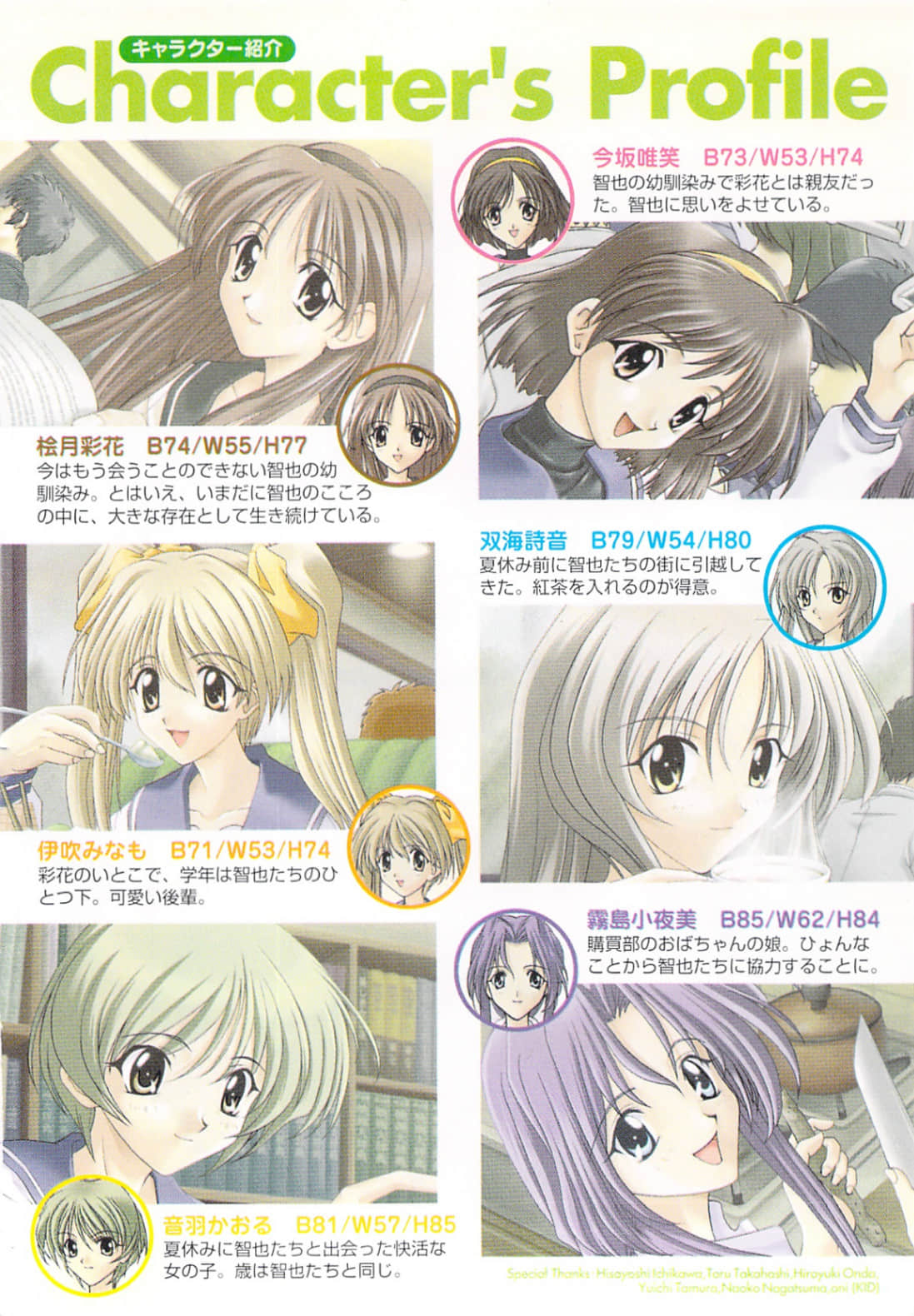 《Memories Off~回忆的点滴~》全一册 角S介绍 Character9;s Profile插图(1)