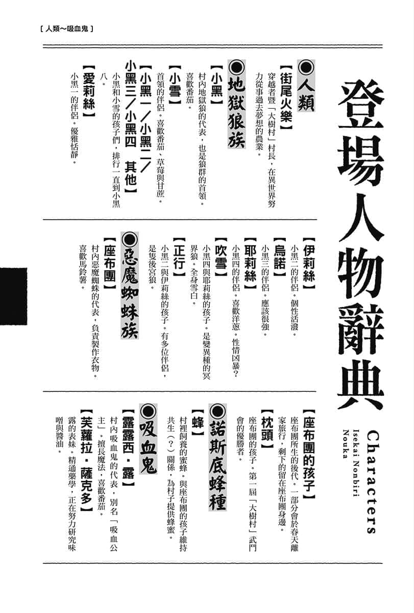 《異世界悠閒農家》5 登場人物辭典插圖（1）