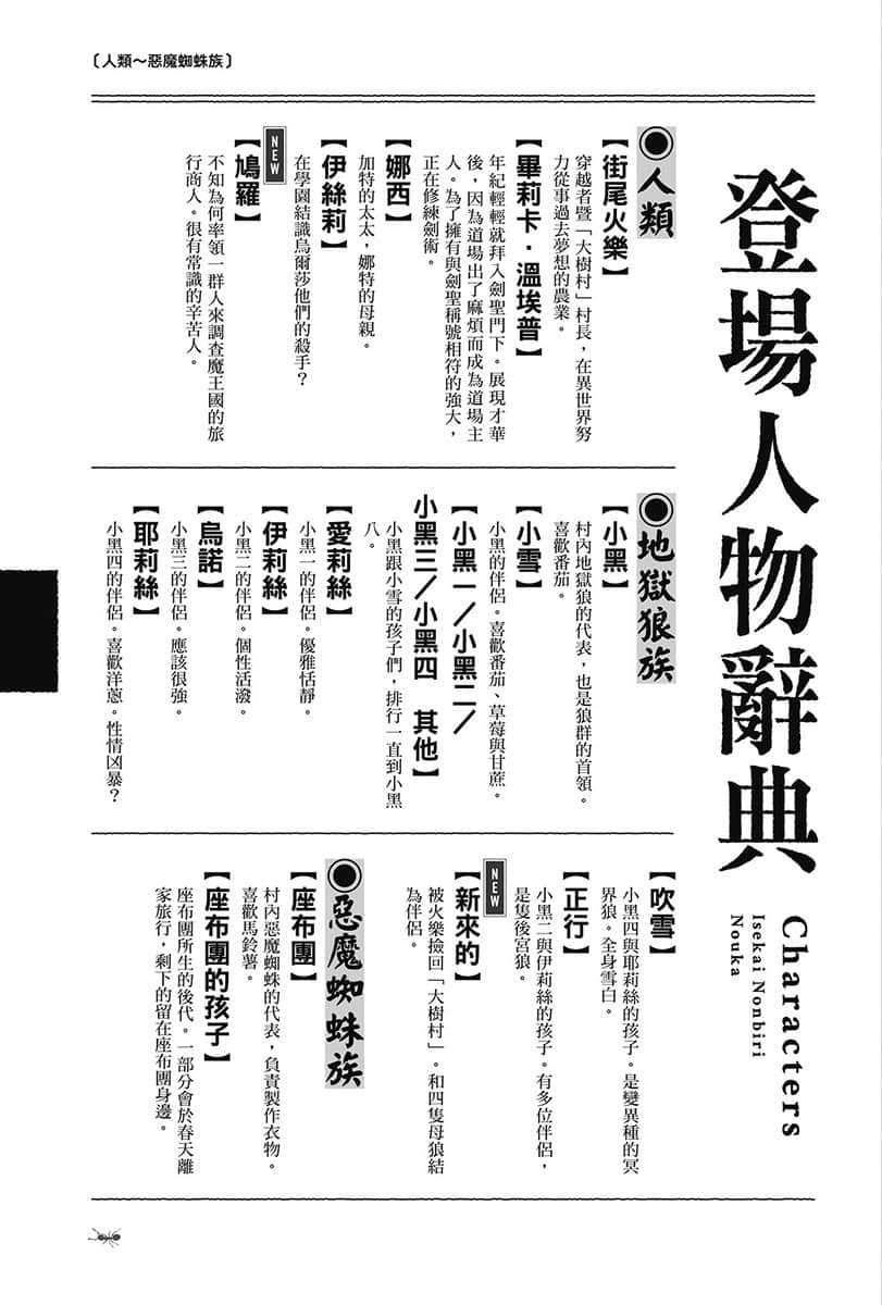 《異世界悠閒農家》15 登場人物辭典插圖（2）