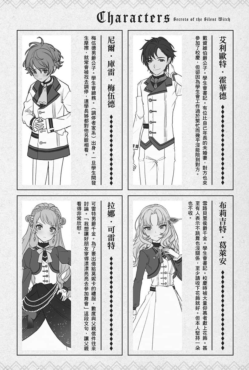 《Silent Witch 沉默魔女的秘密》4 目前为止的登场人物插图（4）