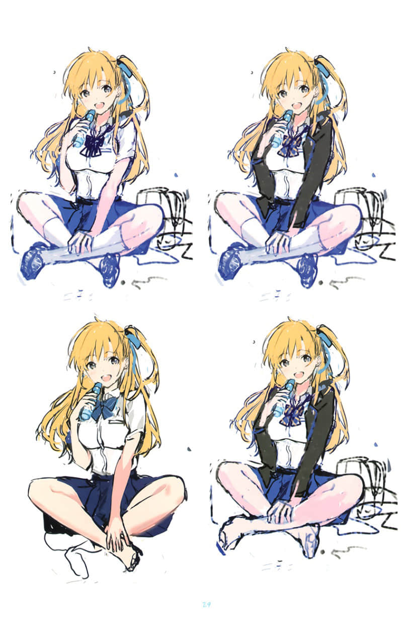 《弹珠汽水瓶里的千岁同学》8 全彩插画集２章 封面草稿案插图（3）