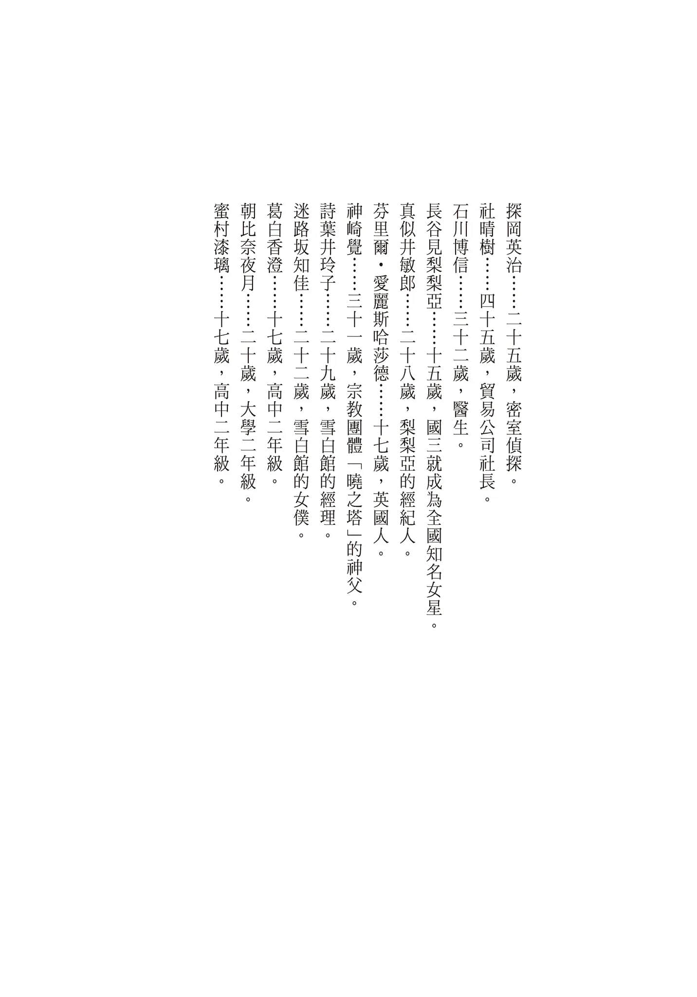 《密室杀人推理系列》1 密室黄金时代的杀人 雪之馆与六个诡计 出场人物插图（2）