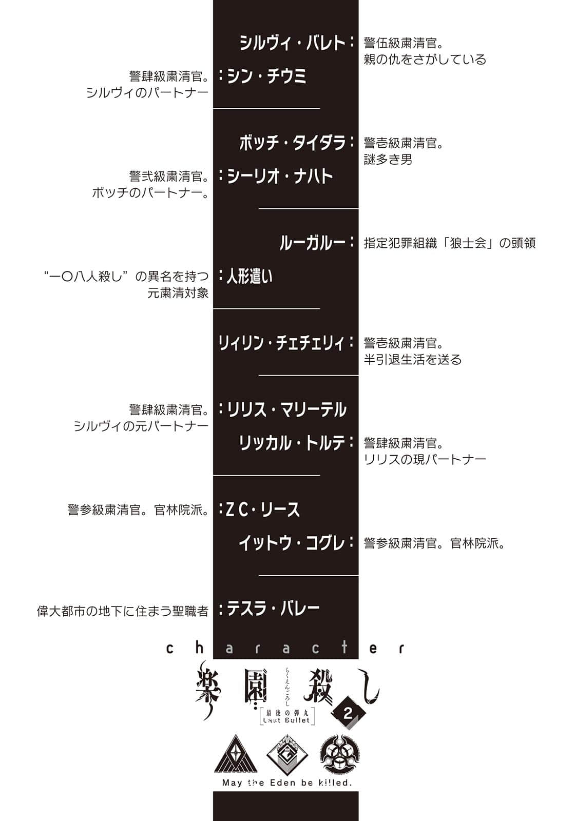 《樂園殺手》2 最後的子彈 主要登場人物插圖(1)