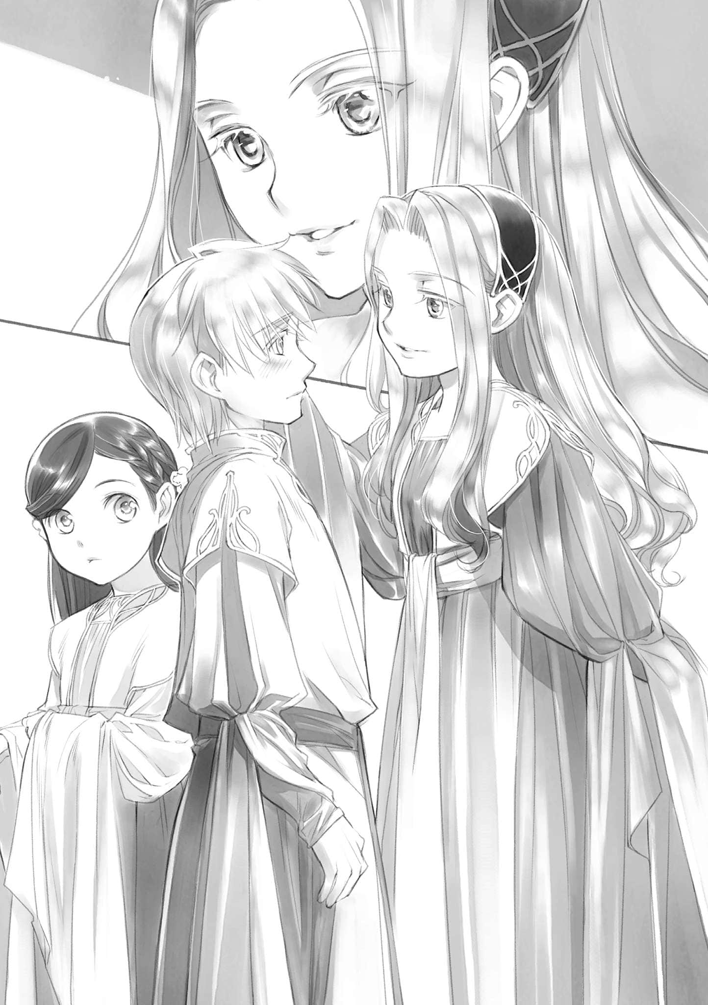 《小书痴的下克上 ～为了成为图书管理员不择手段～》4 贵族院的自称图书委员Ⅰ 奉献舞插图（1）