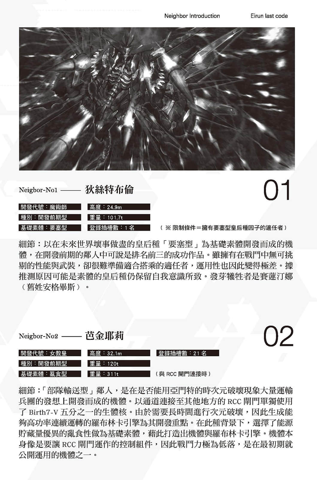 《Eirun Last Code ～自架空世界至战场～》9 机械0;战骑装1;设定资料集插图（3）