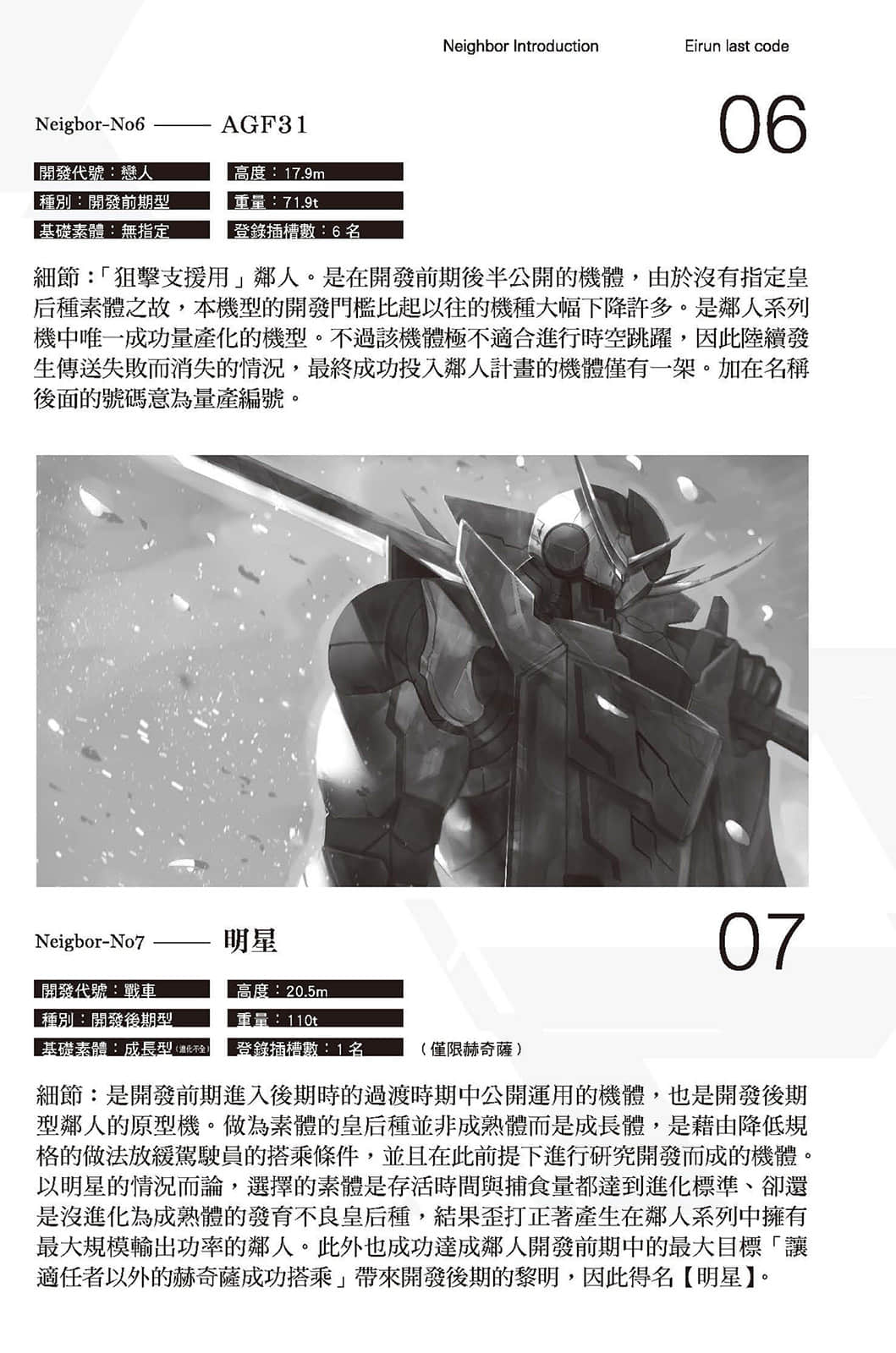 《Eirun Last Code ～自架空世界至战场～》9 机械0;战骑装1;设定资料集插图（5）