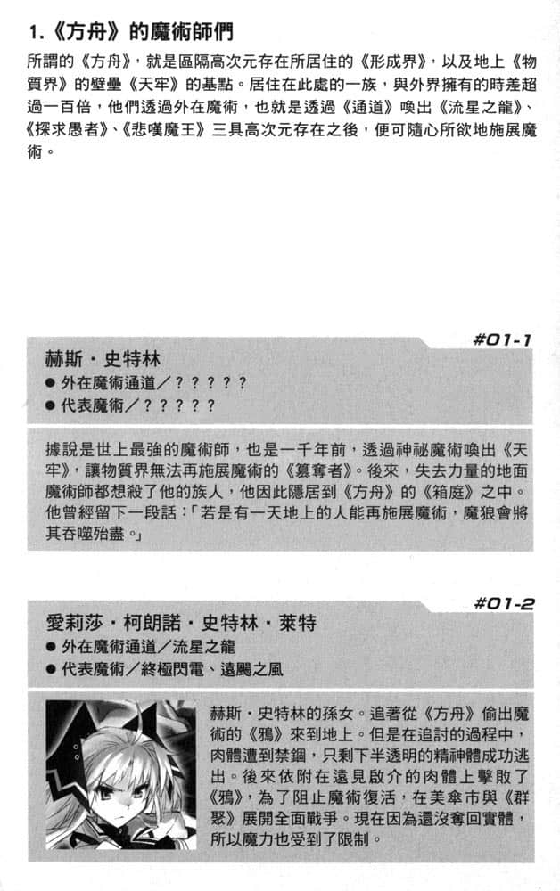 《RIGHT×LIGHT》4 哀叹的魔女与敲响起始之钟的野兽 卷末附录 R×L 魔术师档案插图（2）