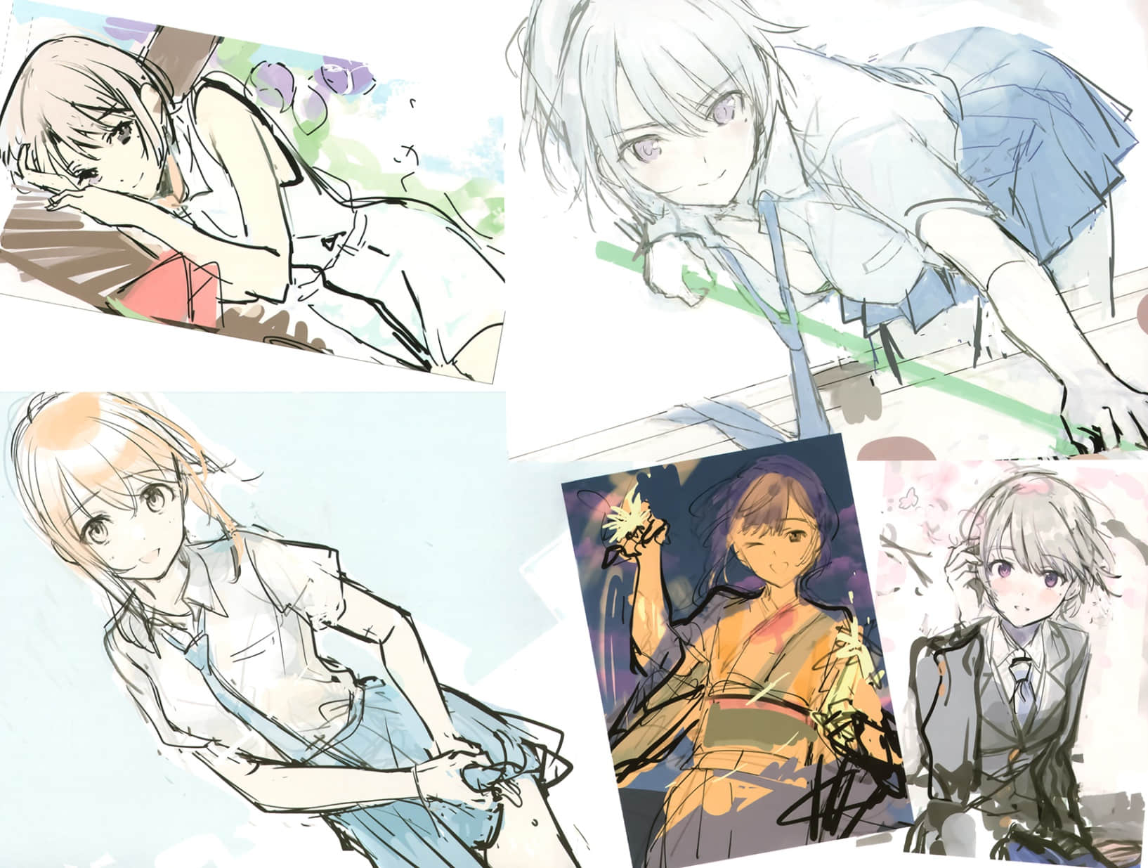 《弹珠汽水瓶里的千岁同学》8 全彩插画集３章 草稿集插图（7）