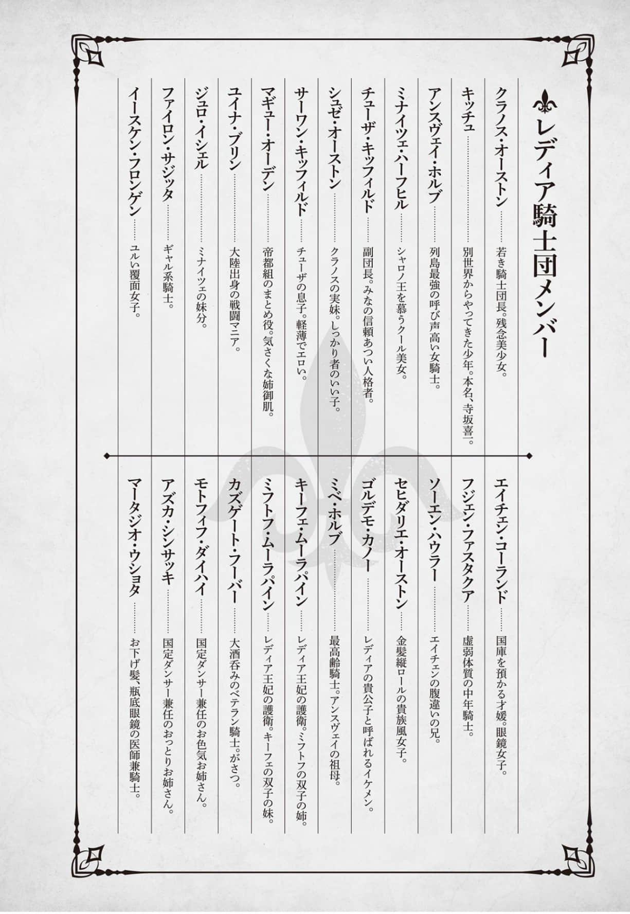 《异世界忠臣藏 ～复仇的雷迪亚四十七武士～》5 人物简介插图（1）