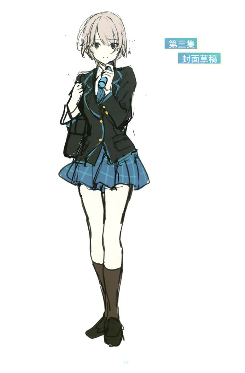《弹珠汽水瓶里的千岁同学》8 全彩插画集２章 封面草稿案插图（6）