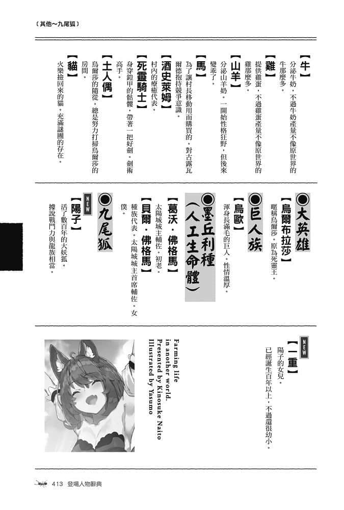 《異世界悠閒農家》6 登場人物辭典插圖（5）
